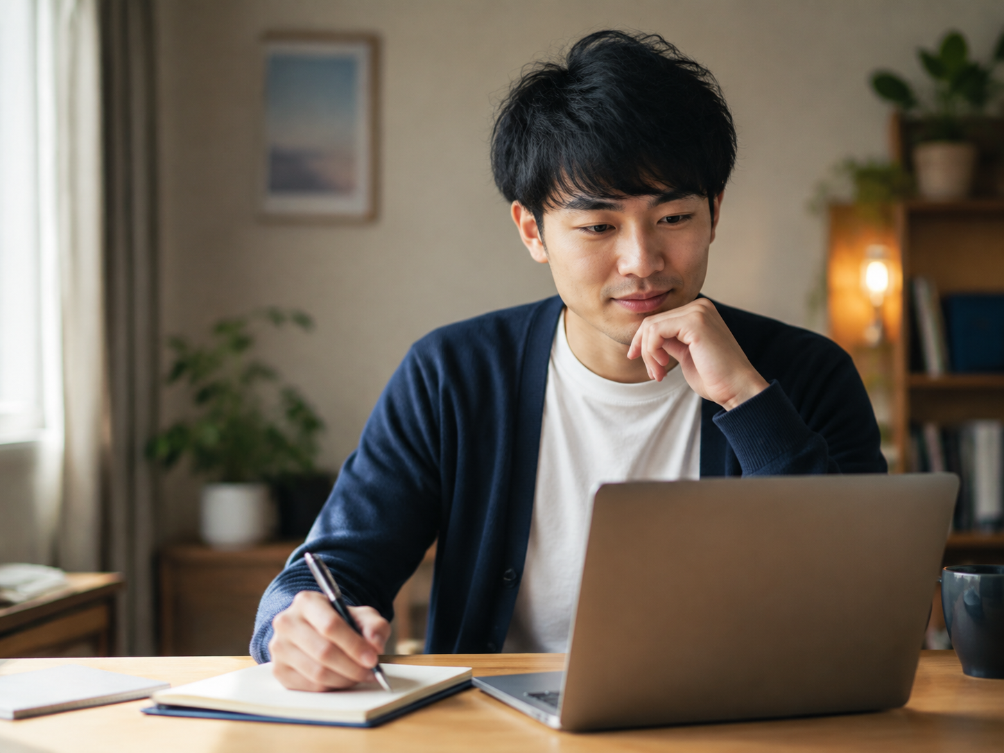 オンラインで転職相談をしながら選択肢を整理する20代の男性